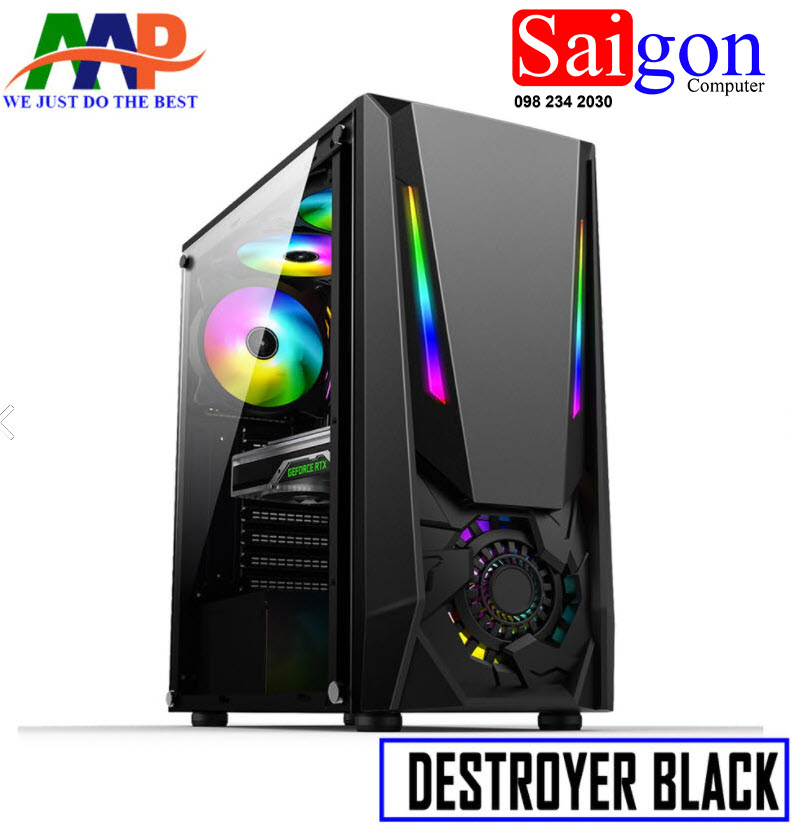 CASE AAP DESTROYER Black-White GAMING LED RGB