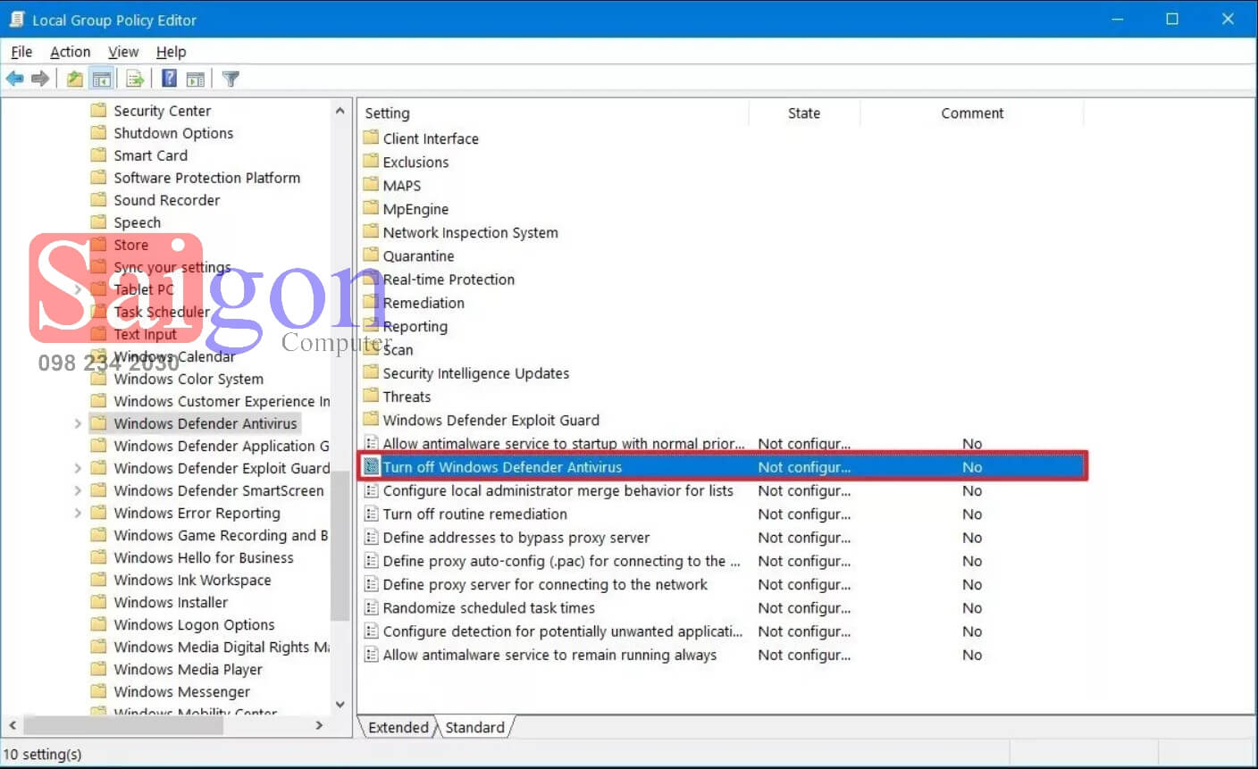 Hướng dẫn tắt phần mềm diệt virus Windows 10(3)