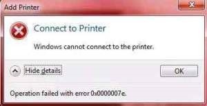 Máy tính báo lỗi window cannot connect to the printer