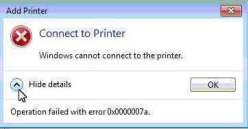 Máy tính báo lỗi window cannot connect to the printer