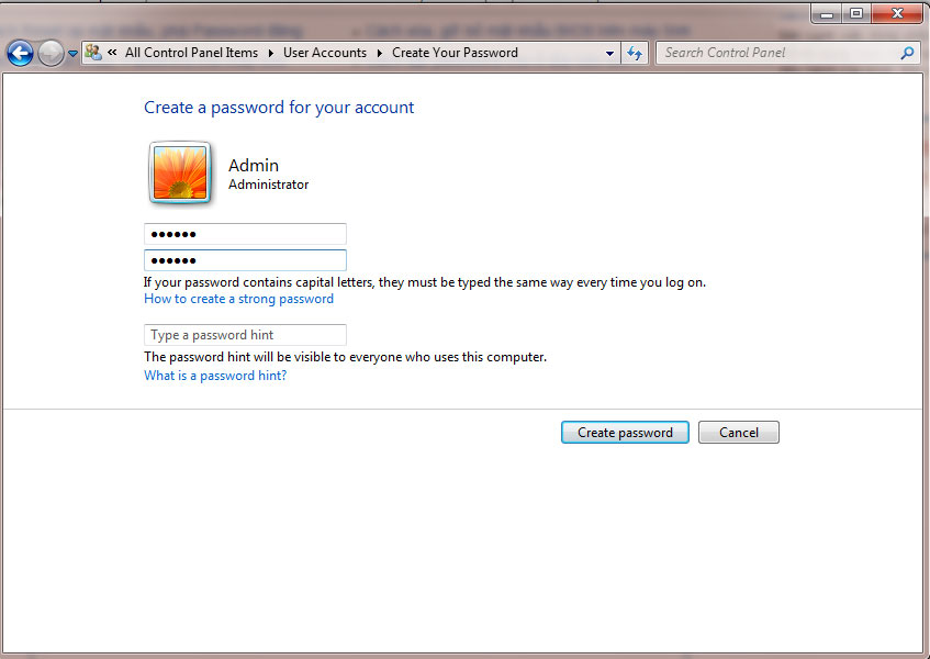 Hướng dẫn đặt password trong Windows 7