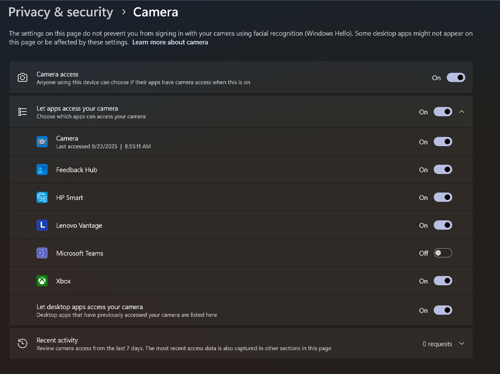 Hướng dẫn bật tắt v&agrave; kiểm so&aacute;t camera trong Windows 11
