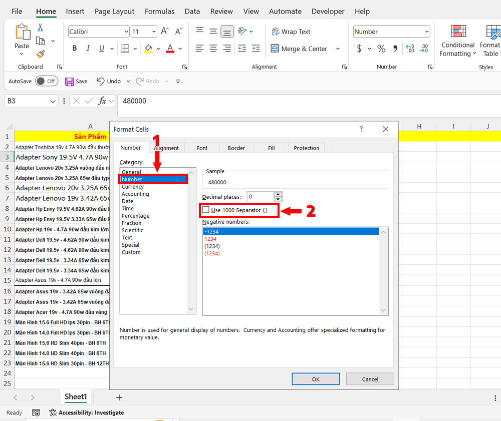 Hướng Dẫn Thêm Dấu Phẩy Vào Các Số Trong Excel