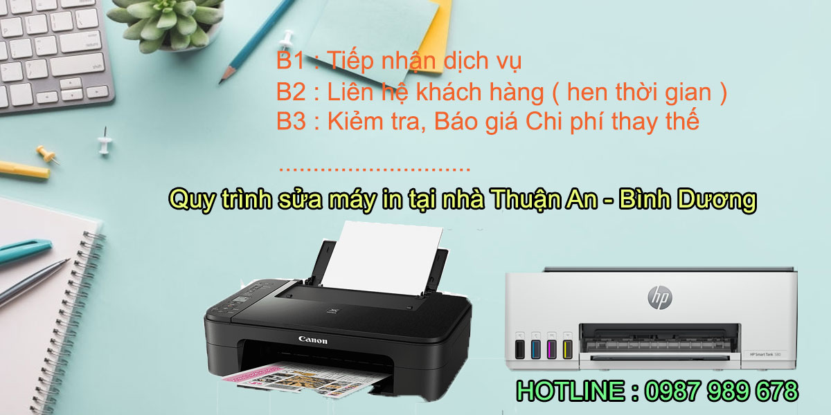 Quy tr&igrave;nh sửa m&aacute;y in tại nh&agrave; Thuận An B&igrave;nh Dương Uy t&iacute;n
