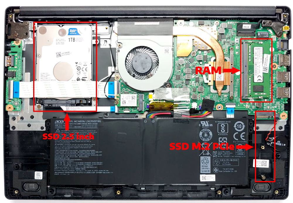 N&acirc;ng cấp Ram, SSD Laptop Acer Aspire 3 A315-55G