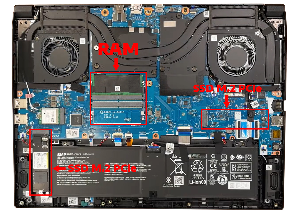 N&acirc;ng cấp Ram, SSD Laptop Acer Nitro V 16 AI ANV16-61