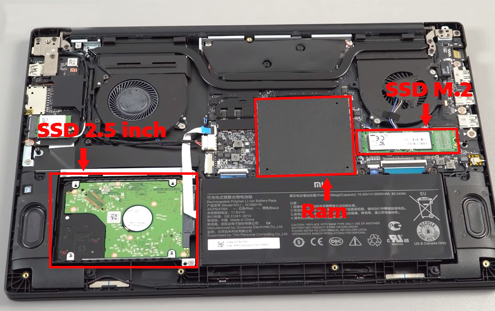 Nâng cấp Ram, SSD Laptop Xiaomi Mi Notebook TM1709