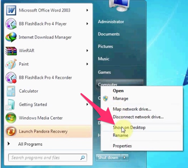 Hiện biểu tượng My computer ra Desktop