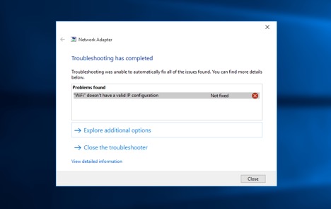 Khắc phục lỗi “WiFi doesn’t have a valid IP configuration” trên windows 10