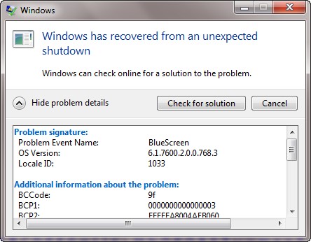 Khắc phục lỗi Windows has recovered from an unexpected shutdown