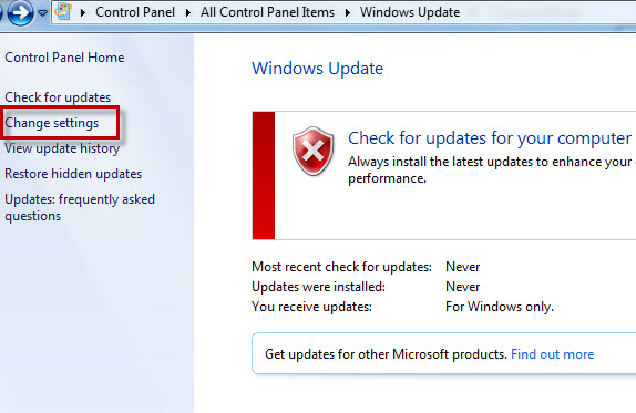 Cách tắt chức năng Update trên Windows 7