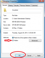 Hướng dẫn ẩn file và hiện file ẩn trên hệ điều hành windows 7, 8