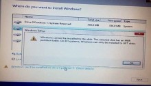 Sửa lỗi The selected disk has an MBR... khi cài Windows